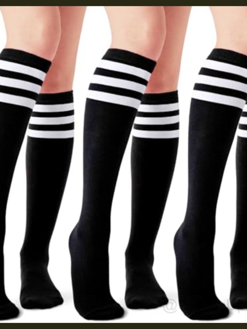 Knee High Striped Athletic Tube Socks Cotton Spandex
